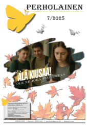 Perholaisen 8/25 kansikuva jossa kaksi nuorta poikaa kiusaa tyttöä
